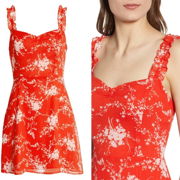All In Favor Dresses & Skirts - NWT All In Favor Red Stella Floral Ruffle Dress